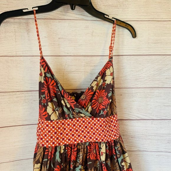 American Rag Floral Pattern Dress with Spaghetti Straps Thick Long Tie Size M - Picture 6 of 12